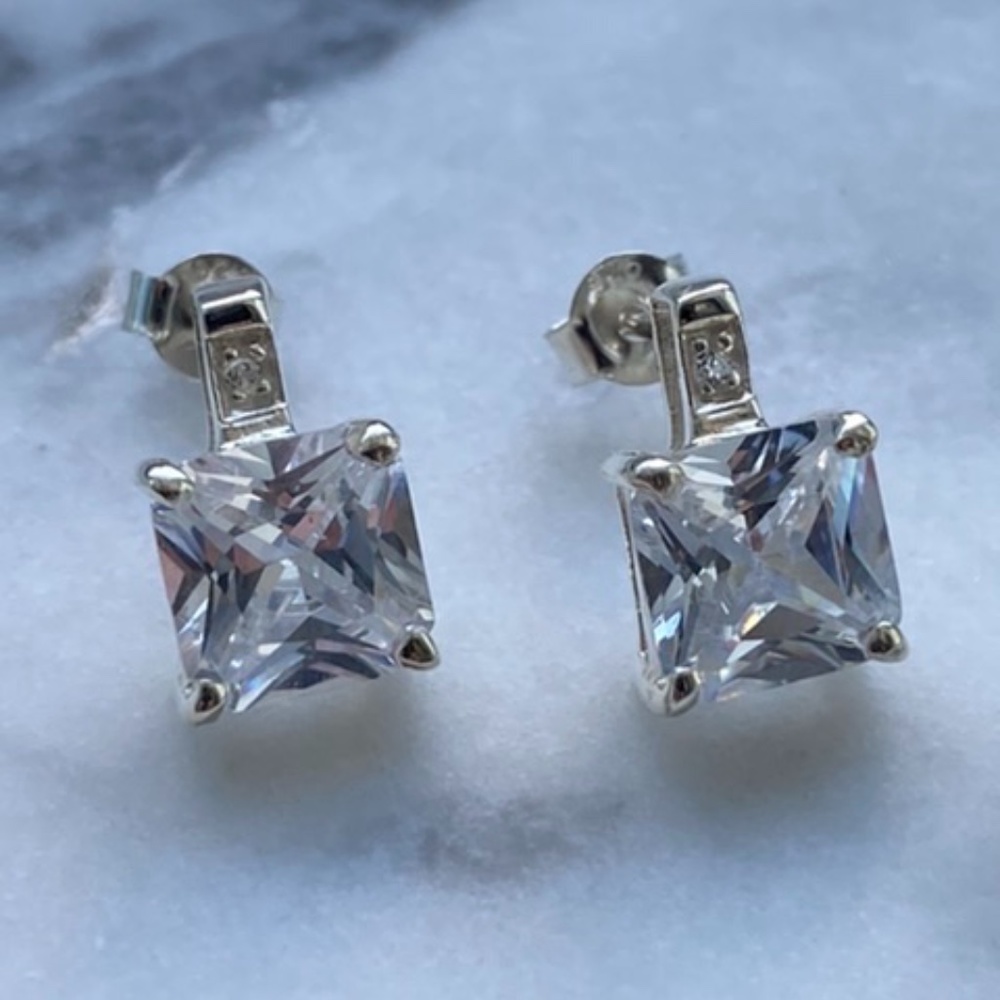 4.0CTW Princess Cut Diamond Stud Earrings